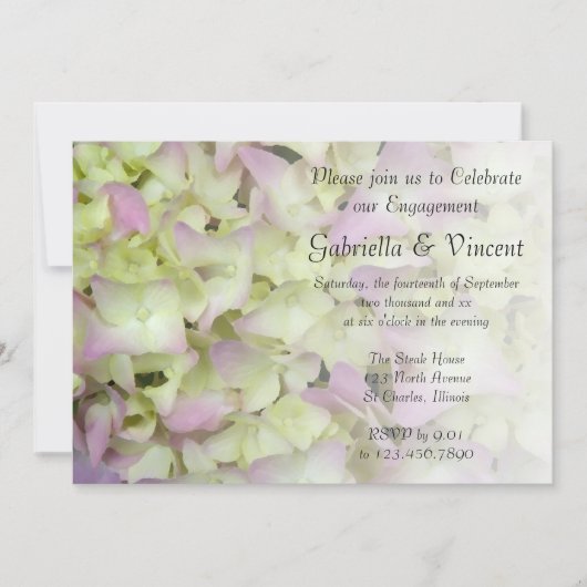 ほぼピンクアジサイフローラ婚約パーティ 招待状 (正面)