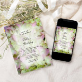 ほぼピンクアジサイフローラ誕生日パーティー 招待状