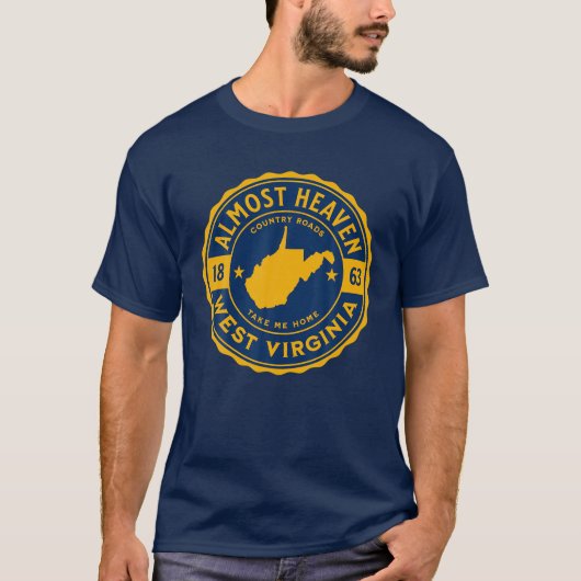 ほぼ天国ホームウェストバージニア地図304 WVヴィンタグ Tシャツ (正面)