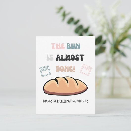 ほぼ完成！ベイビーシャワーのお礼 ポストカード (スタンド正面)