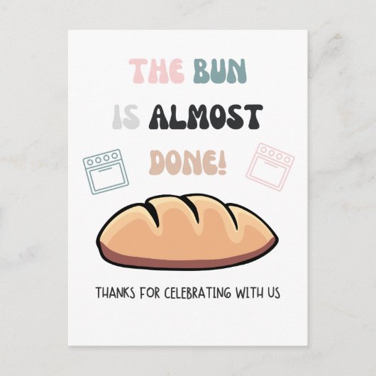 ほぼ完成！ベイビーシャワーのお礼 ポストカード (正面)