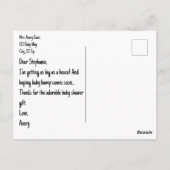 ほぼ完成！ベビーシャワーのお礼 ポストカード (裏面)