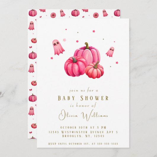 ほぼ少しブーのハロウィーン赤ちゃんシャワー 招待状 (正面/裏面)