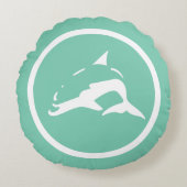 ほぼ軽いティール(緑がかった色)ブルードルフィ航海のン ラウンドクッション (正面)