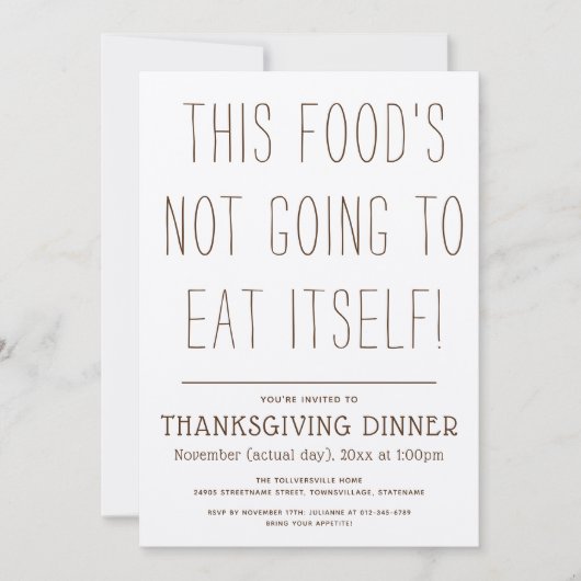 ほぼ限界の感謝祭招待状 招待状 (正面)