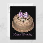 ほぼ64...ハッピー64thお誕生日ケーキ写真 ポストカード (正面/裏面)
