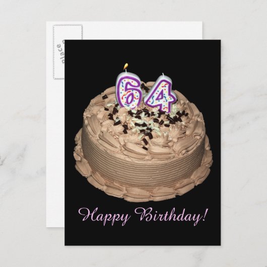 ほぼ64...ハッピー64thお誕生日ケーキ写真 ポストカード (正面/裏面)