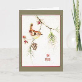 ほろ苦い--カロライナミソサザイ。 休日カード シーズンカード