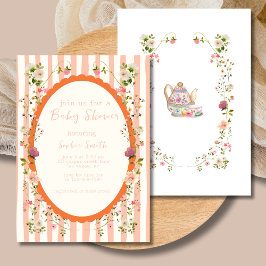 ほんのりとしたガーデンの遊び心のあるリース　ベイビーシャワー 招待状