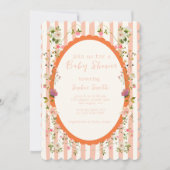 ほんのりとしたガーデンティーパーティーの花輪のベビーシャワー 招待状 (正面)