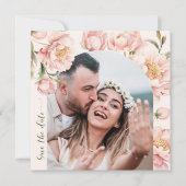 ほんのりとした芍薬のSave the date写真招待状 招待状 (正面)