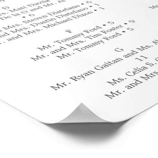 ほんのりとした花のウェディング席次表サイン ポスター (角)