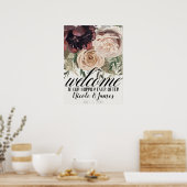 ほんのりとした花のブロームの植物学的なウェディング ウェルカムボード ポスター (キッチン)