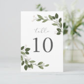 ほんのりとした若葉のテーブルナンバーカード 招待状 (スタンド正面)