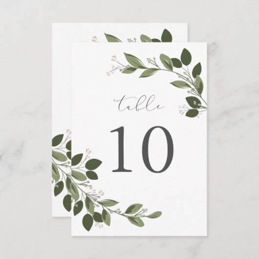 ほんのりとした若葉のテーブルナンバーカード 招待状 (正面/裏面)