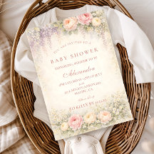 ほんのりとした藤とバラのガーデン ベイビーシャワー