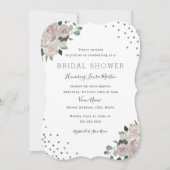 ほんのりとピンクの花柄のコンフェッティ ブライダルシャワー 招待状 (正面)
