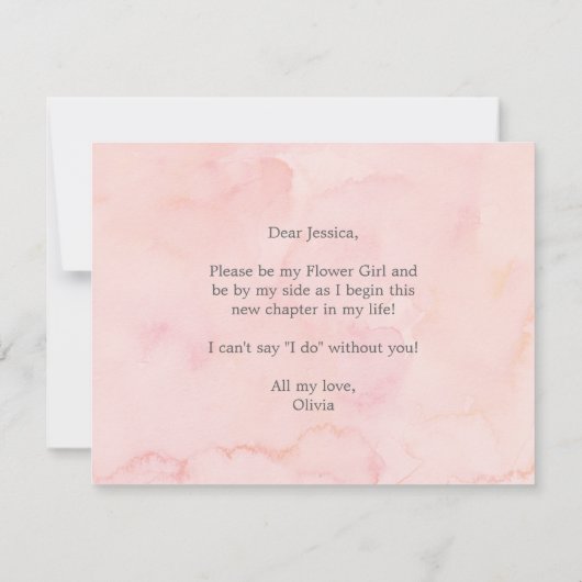 ほんのりと色づく花嫁の花 あなたは私のフラワーガールになってくれる?カード 招待状 (裏面)
