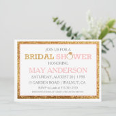 ほんのりゴールドグリッターの結婚前お茶会招待状 招待状 (スタンド正面)