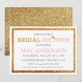 ほんのりゴールドグリッターの結婚前お茶会招待状 招待状 (正面/裏面)