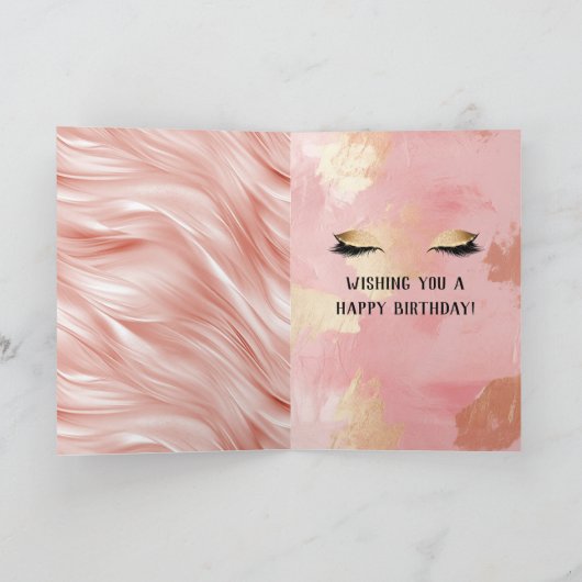 ほんのりゴールドグリッターまつげ誕生日 カード (内部)