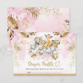 ほんのりトロピカルサファリベイビーシャワーディーパーラッフル エンクロージャーカード (正面/裏面)