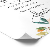 ほんのりバラのバージュニオレンジの花のモモサバーサイン ポスター (角)