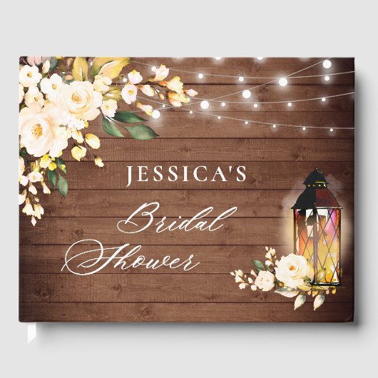 ほんのりバラの木製ランタン ウェディングシャワー ゲストブック (正面)