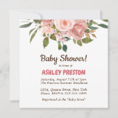 ほんのりバラの水彩花のベビーシャワー 招待状 (正面)