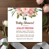 ほんのりバラの水彩花のベビーシャワー 招待状