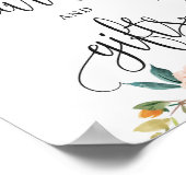 ほんのりバラ色のワインレッド オレンジ 花柄 カードとギフト サイン (角)