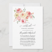 ほんのりピンクとイエローパステル フラワー バーチャルウェディング 招待状 (正面)