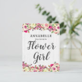 ほんのりピンクとグリーンのローズ あなたは私のフラワーガール? 招待状 (スタンド正面)