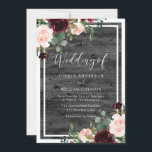 ほんのりピンクとバーガンディの赤い花 チャコールウッドの結婚式 招待状<br><div class="desc">ほんのりピンクとバーガンディの赤い花 チャコール ラスティック ウッドの結婚式招待状 

Niche And Nest ストアでコレクションをマッチング！</div>