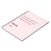 ほんのりピンクのインスピレーション目標名言 ノートブック (左側)