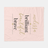 ほんのりピンクのカスタマイズ可能な輝く美しい勇敢な フリースブランケット (正面(横))