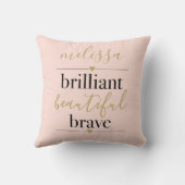 ほんのりピンクのカスタマイズ可能な輝く美しい勇敢 クッション (裏面)