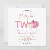 ほんのりピンクのカボチャは2歳の誕生日フラワー 招待状 (正面)