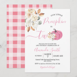 ほんのりピンクのカボチャ 秋の恋 は2歳の誕生日 招待状
