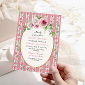 ほんのりピンクのガーデンパーティー ブライダルシャワー 招待状