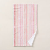 ほんのりピンクのクリームストライプ バスタオルセット (ハンドタオル)