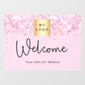 ほんのりピンクのグリッターが煌く ビジネス ロゴ ウェルカム ウィンドウサイン (シート)