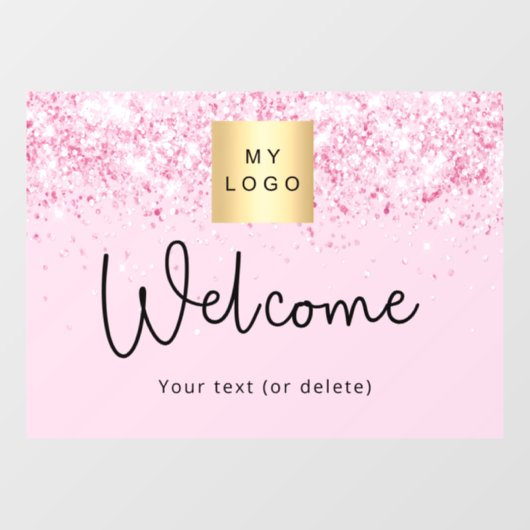 ほんのりピンクのグリッターが煌く ビジネス ロゴ ウェルカム ウィンドウサイン (シート)