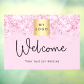 ほんのりピンクのグリッターが煌く ビジネス ロゴ ウェルカム ウィンドウサイン (シート3)