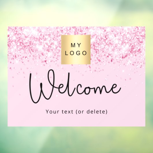 ほんのりピンクのグリッターが煌く ビジネス ロゴ ウェルカム ウィンドウサイン (シート3)