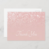 ほんのりピンクのグリッターオンブレ「ありがとう」カード ポストカード (正面/裏面)
