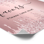 ほんのりピンクのグリッター垂れ下がったパーティーフェイバーズ看板 ポスター (角)