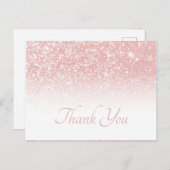 ほんのりピンクのグリッター ホワイト オンブレ サンクスカード ポストカード (正面/裏面)
