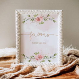 ほんのりピンクのグリーンがかったベイビーシャワーのギフト ポスター