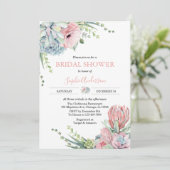 ほんのりピンクのグリーン カクタス・多肉植物の花嫁のシャワー 招待状 (スタンド正面)